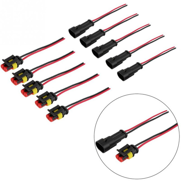 1.5 Connectors 5 Sets/Kit 2 Pin/Way Waterproof Electrical Wire Connector waterproof Male and female Automobile car Connector