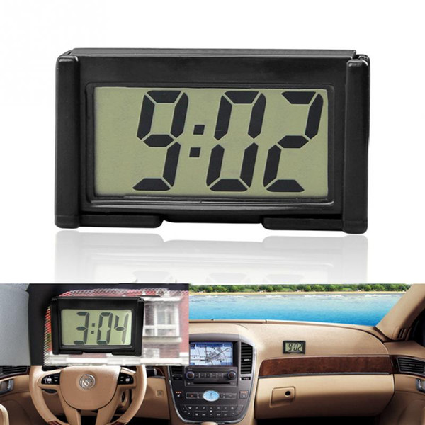 Interior Car Auto Dashboard Desk Digital Clock LCD Screen Self-Adhesive Bracket Plastic Car Clock 4 Colors High Quality DHL Free Shipping