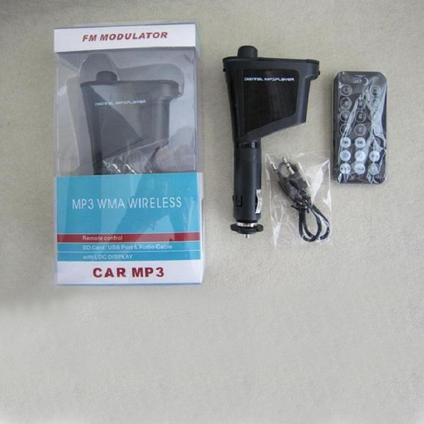 MP3 Car Kit LCD Display FM Radio SD Card USB Port 360 Degree Rotation Wireless Car Players DHL Free OTH158