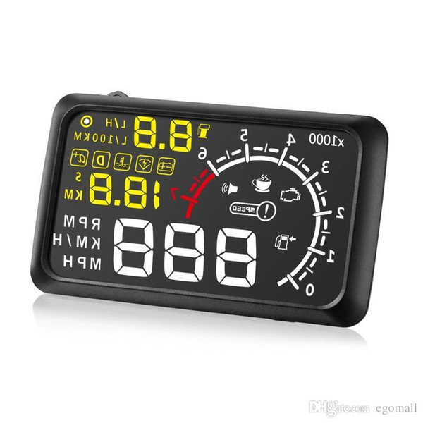 Universal Car HUD Head UP 5.5 LCD Display OBDII Car Styling Car Kit fuel Overspeed KM/H W02 with Anti-slip Pad