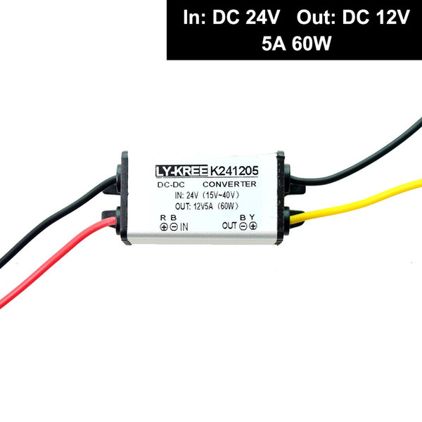 Car Auto DC 24v to 12v Step Down Converter Reducer Regulator 5A 60W Power Supply Adapter (Accept DC15-40V Inputs)