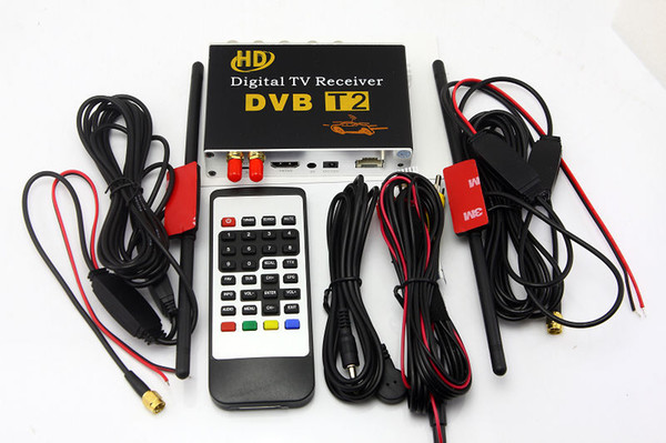 HD Car Digital TV Tuner DVB T2 Receiver Box DVB-T2 MPEG4 / H.264 Mobile Digital TV for Russia Columbia Thailand + 2 Antennas