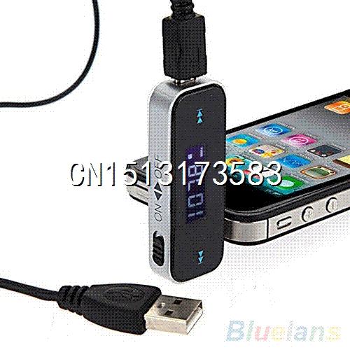 9368 Wireless 3.5mm Car LCD Display FM Transmitter Cable For iPhone 4S 5S 6 1TAP cable duct