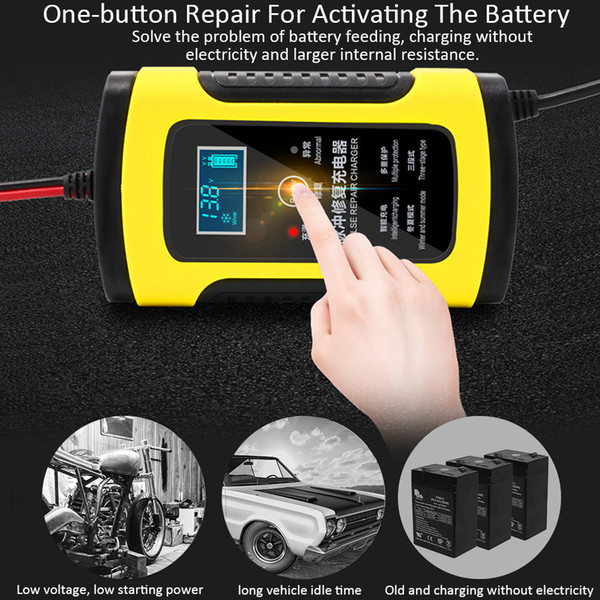 12V 6A Motorcycle Car Battery Charger Fully Intelligent Repair Lead Acid Storage Charger Moto Intelligent LCD Display