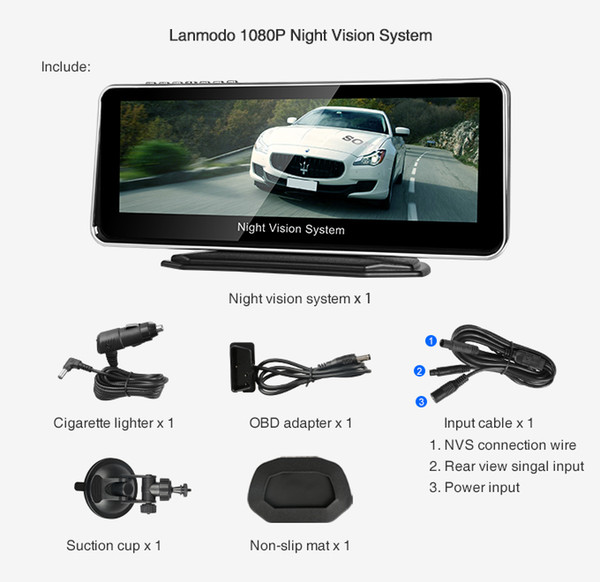 2019 New Arrival Lanmodo 1080P Automotive Night Vision System Easy to install for all car type