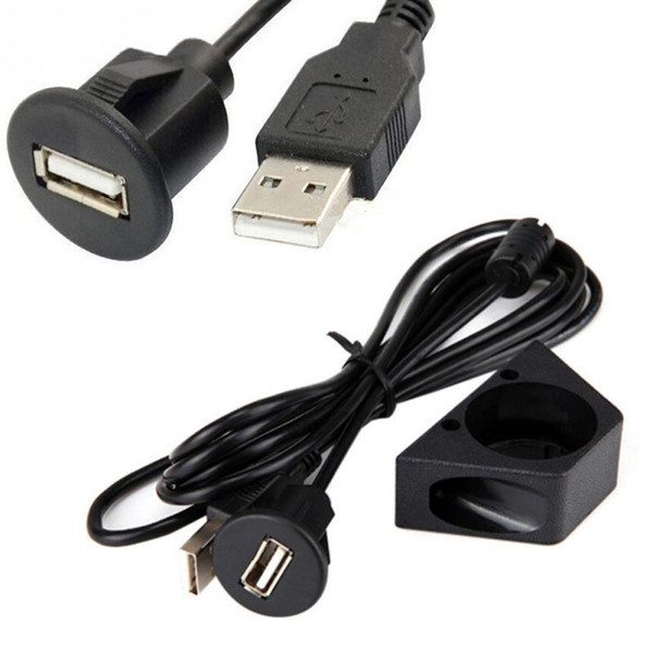 1M Car Dashboard Flush Mount USB Socket Extension Lead Panel Cable Cord