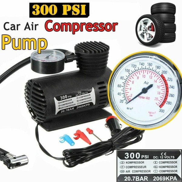 300 PSI Mini Air Compressor 12V Car Auto Portable Pump Tire Inflator w/gauge New VS998