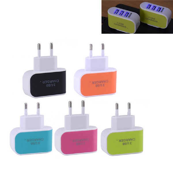 3 Ports 2A Triple USB Wall Home Port Travel AC Charger Adapter For Android mobile Phone Charger EU Plug