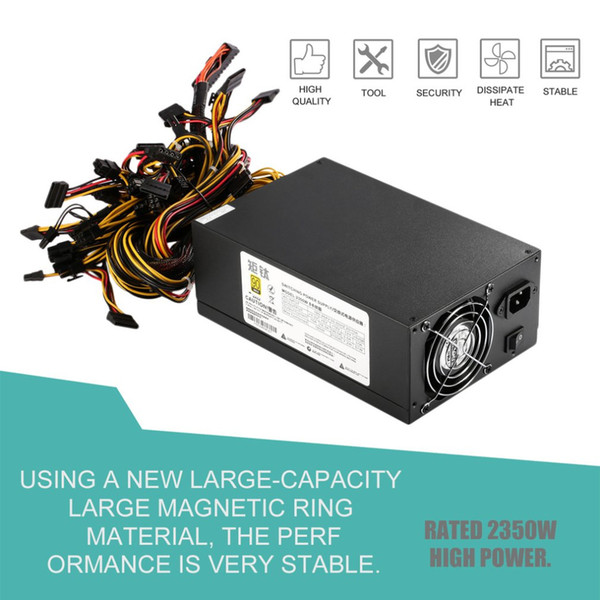 Hot 2350W High Efficient Power Supply For Eth Rig Ethereum Coin Mining Miner Dedicated Machine with Low Noise Cooling Fan