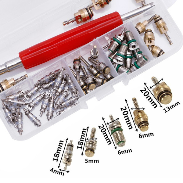 50PCS/BOX A/C Valve Core NIPPLE HEAD R12/ R134A Auto Car Air Conditioning Assortment Remover Kit