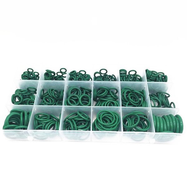 uto Replacement Parts Air-conditioning Installation 530PCS High Quality 18 Sizes - Kit Green R134A Rubber O O-Ring Washer Seals Assortme...