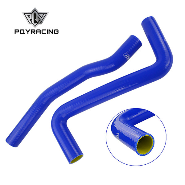 PQY - 2PC Silicone Radiator Hose,Silicone hose kit W/logo for TOYOTA Celica GT4 GT Four ST205 Blue&Yellow PQY-LX2008-QY