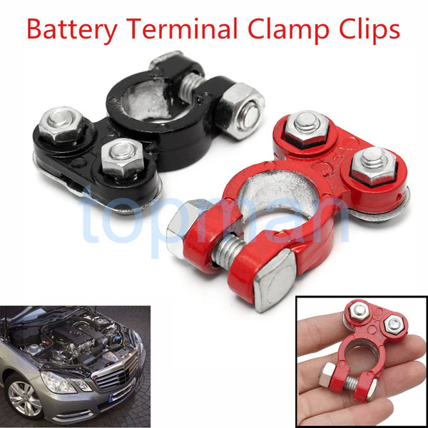 1 Pair Aluminum Positive & Nagative Car Battery Terminal Clamp Clips Connector 53x37x17mm