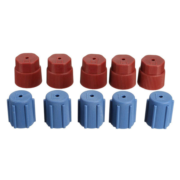 0Pcs/Set R134a 5 Blue Low 13mm & 5Red High 16mm Air Conditioning Service AC System Charging Port Caps (5Red High & 5Blue Low)