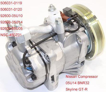 high quality DCW17BE 4pk for Nissan Skyline GT-R BNR32 92600-05U14 auto a/c compressor 506031-0119 506031-0120 92600-05U10