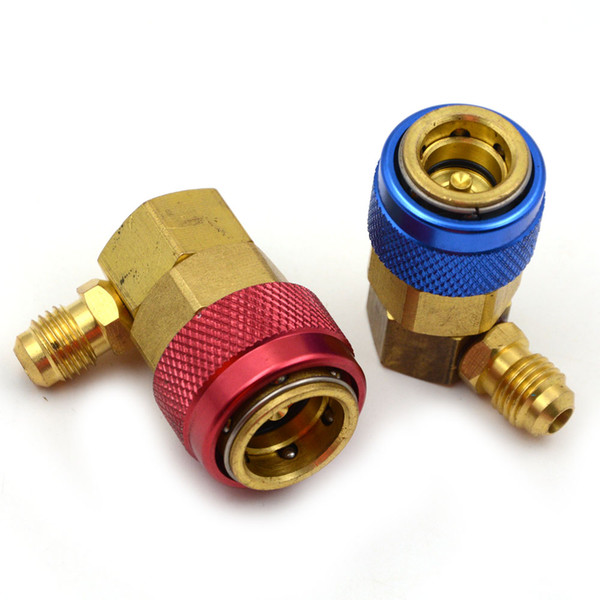 Gzhengtong 1/4 SAE R134a High / Low Pressure Side Quick Coupler Brass Connector Adapter Manifold Conversion Kit