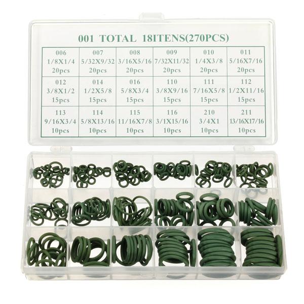 270 Pcs 18 Sizes Assortment Kit Air Conditioning HNBR O Rings Set Car GREEN