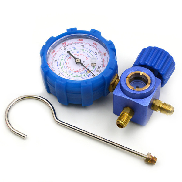 Car Air Conditioning Low Pressure Gauge with Protect Casing Refrigerant R134A R12 R404A R410A with Sight Glass