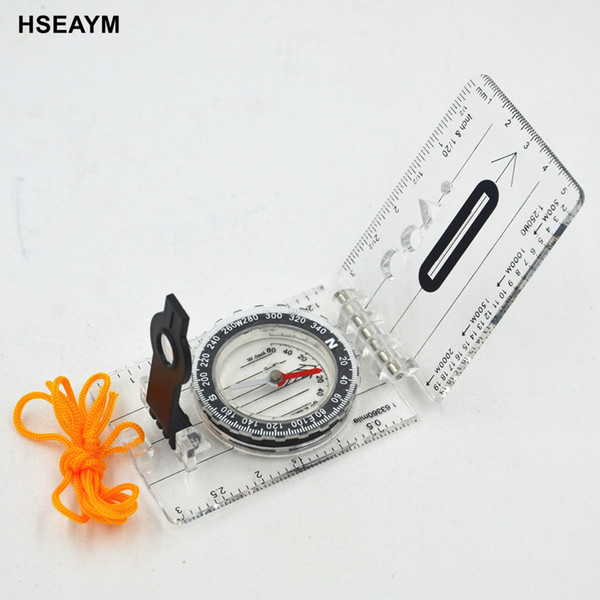 Drawing Scale Compass Folding Map Ruler Survival Tool Buckle Car Camping Hiking Pointing Guide Portable Handheld Compass