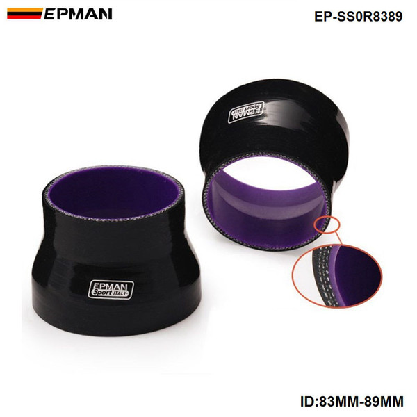 EPMAN - Car Styling Black 83mm-89mm TURBO INTAKE SILICONE Straight Reducer Hose Pipe Coupler 4-ply Universal EP-SS0R8389