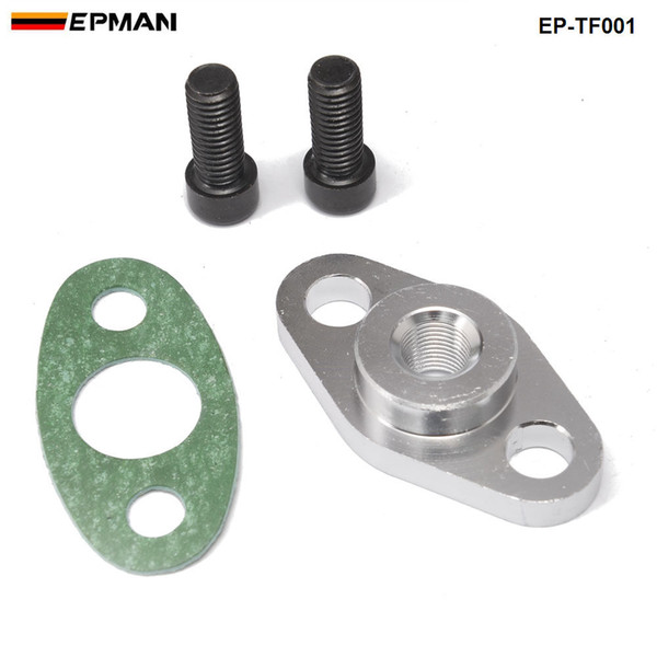 EPMAN - Car Turbo Oil Drian Feed Feeding Flange T3 T4 Turbocharger Aluminum Fitting 1/8 NPT EP-TF001