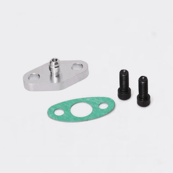 Free-post Wholesale urbo Oil Feed Inlet Flange w/ Gasket Adapter 4AN Fitting T3 T4 T35 T04 EP-TF004-FS