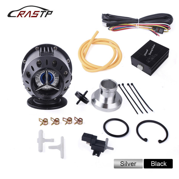 RASTP-Universal Car Electrical Diesel SQV SSQV Turbo Blow Off Valve Bov with Adapter BLACK/SILVER RS-BOV057