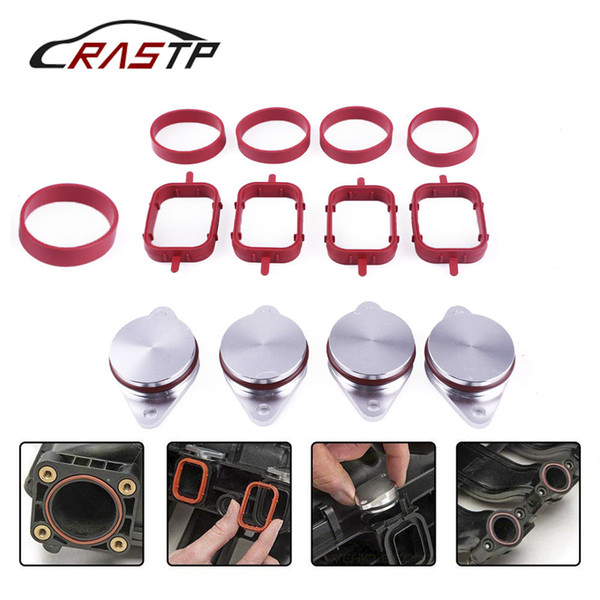 RASTP-High Quality 4/6Pcs 33mm Diesel Swirl Flap Blanks Replacement Bungs with Intake Manifold Gasket for BMW RS-CR1819