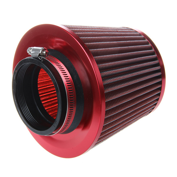 Universal Car Air Filter Vehicle Induction Kit High Power Mesh Cone Red Finish