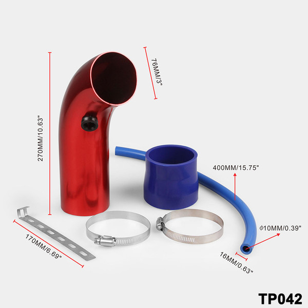3 Inch Aluminum Pipe Car Turbo Piping Cold Air Intake System Filter RR2PC