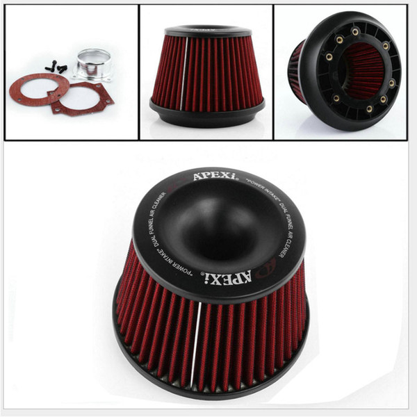 Free Shipping Universal Apexi Style Car Vehicle Intake air filter mushroom head 76mm Dual Funnel Adapter