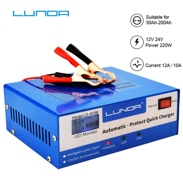 12V 24V Car Maintenance-free Battery Charger 10A 220W Output For Electric Car Portable Auto Trickle Boat Motorcycle