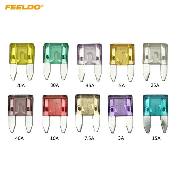 FEELDO 50PCS 3A~40A 10-Color Small Size Zinc Alloy Car Auto Motorcycle Boat Blade Fuse #2807