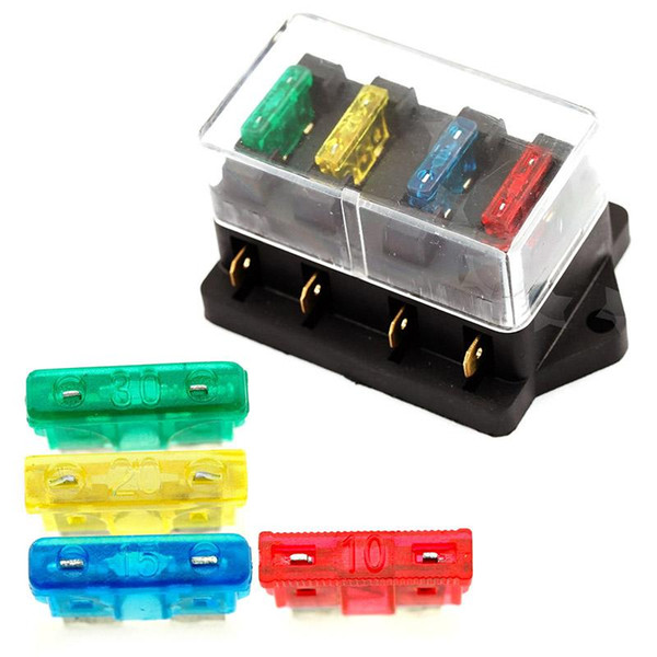 High Quality 12V/24V 4 Way Car Truck Auto Blade Fuse Box Holder Circuit Standard ATO +4X Fuse 2018 Hot