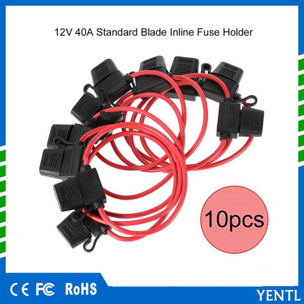 free shipping 10pc 12V 40A Standard Blade Inline Fuse Holder with Waterproof Dustproof Cover Professioanl 12V Splash