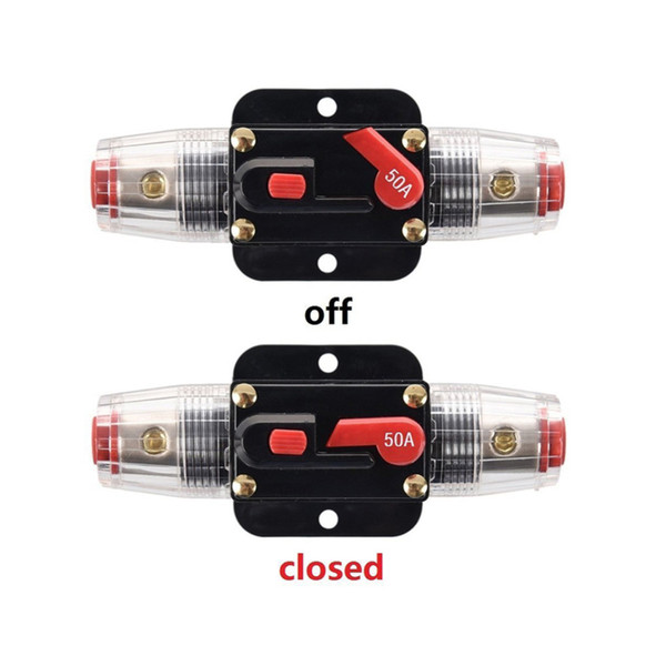 Car Auto Accessory DC 12V 50 Amp Audio Stereo Circuit Breaker Manual Reset Replace Fuse Holder For System Protection