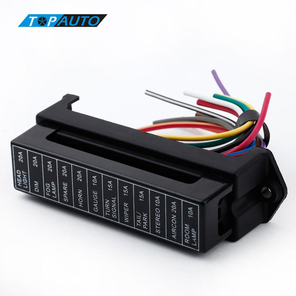 Freeshipping 12 Way DC 12V Volt Fuse Box 24V 32V Circuit Car Trailer Auto Blade Fuse Box Block Holder ATC ATO 2-input 12-ouput Wire