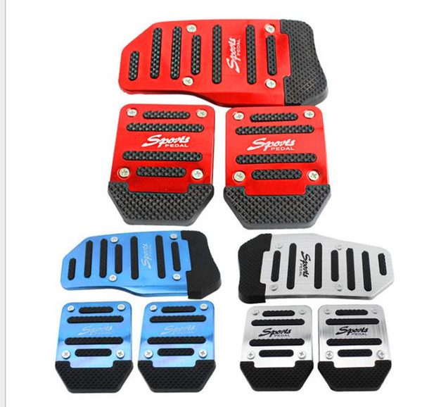 Universal Aluminum Manual Transmission 3 pcs Non-Slip Car Pedal Cover Set Kit Pedali Red/Blue/Silver car styling