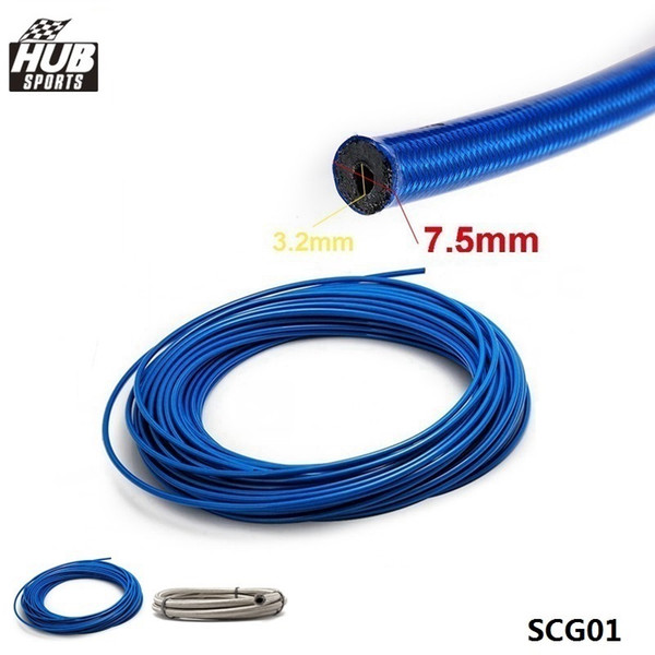 50M Braided Stainless Steel Hydraulic Brake Fuel Line Hose Rubber Core Blue Hose Track Drift Racing HU-SCG01