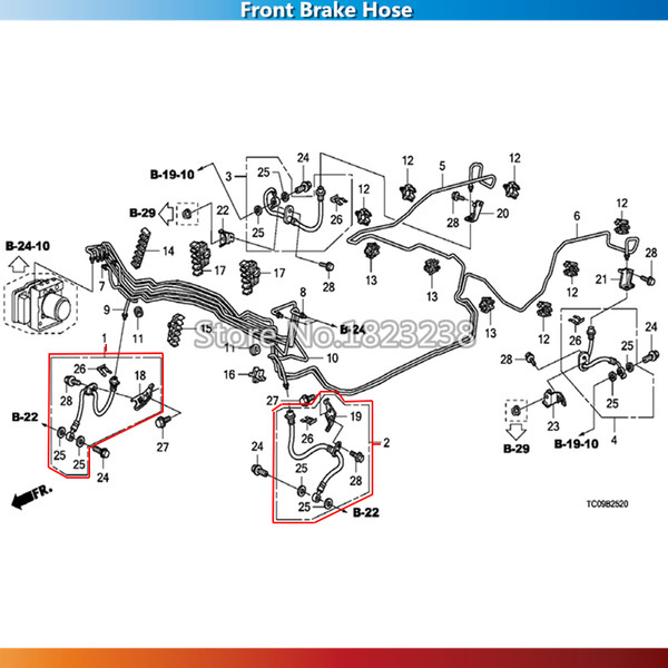 Front Brake Hose OEM:01465-TB0-W00 01464-TB0-W00 For For Accord 2008 2009 2010 2011 2012 2013 CP1 CP2 CP3