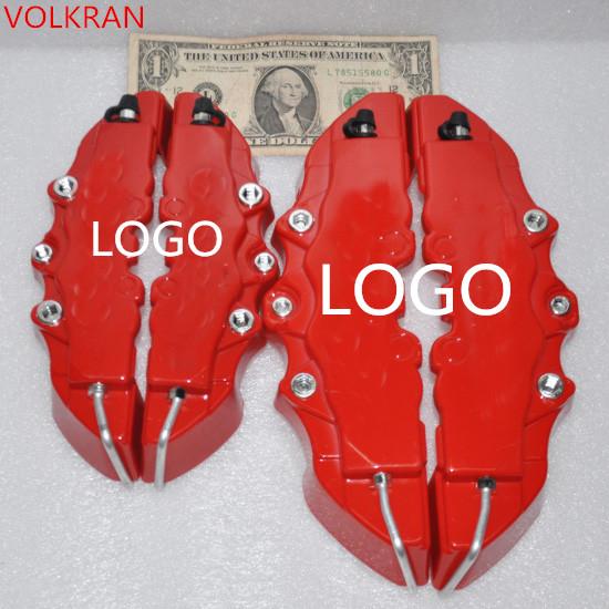 4Pcs RED 3D Rear Caliper covers Embossed Brem Fit pliers covers Car Universal Disc Brake Caliper Covers Front & Rear