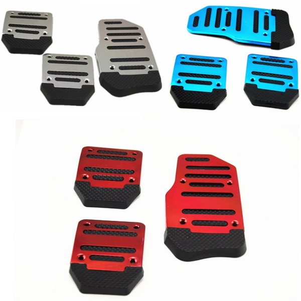 Universal Aluminum Manual Transmission 3 pcs Non-Slip Car Pedal Cover Set Kit Pedali Red/Blue/Silver car styling