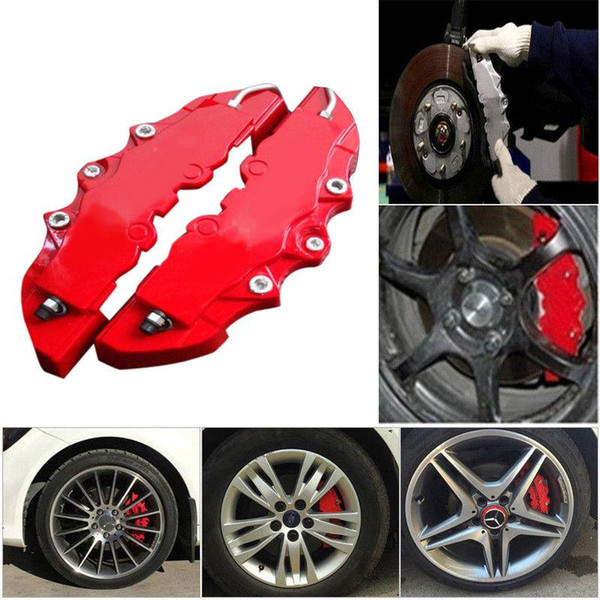 2PCS Fit For Car Wheel Brake Caliper Cover Front Rear Dust Resist Protector Red Hot Sale 2018