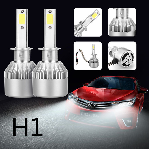 2x Car LED H1 72W C6 Headlight Kit 7600Lm Waterproof Replacement Bulbs Parking 12V 24V DC Free Shipping