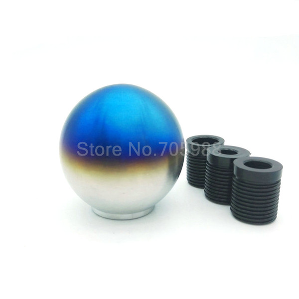 Round Ball Car Blue Manual Shift Knob Lever Gear Knob Shifter Titanium Tip Burnt