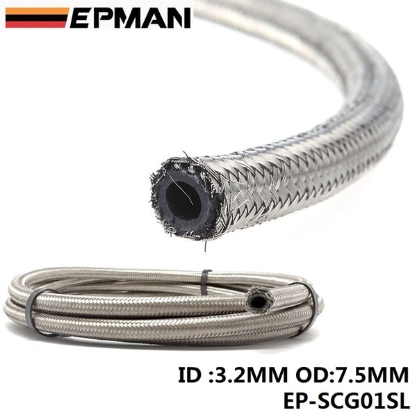 EPMAN 50M Braided Stainless Steel Brake Fuel Line Hose Rubber Core For Handbrake Hose Track Drift Racing EP-SCG01SL