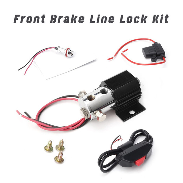 Universal Front Brake Line Lock Kit 12V Rebuildable Line-lock Valve heavy duty push button switch coiled wire