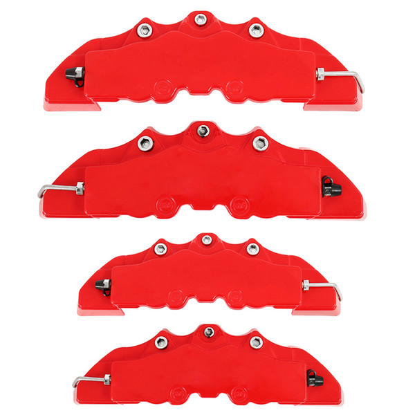 4Pcs ABS 3D Red Useful Car Disc Brake Caliper Covers Front Rear Auto Universal Brake System Kit Replacement Parts