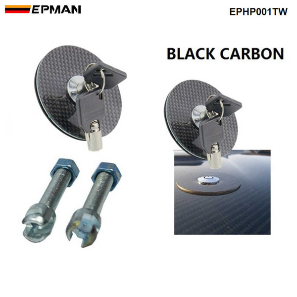 EPMAN (BLACK Carbon Fiber) Flush Mount Hood Lock w/ Key Variable Mount Fit for Most Cars EPHP001TW