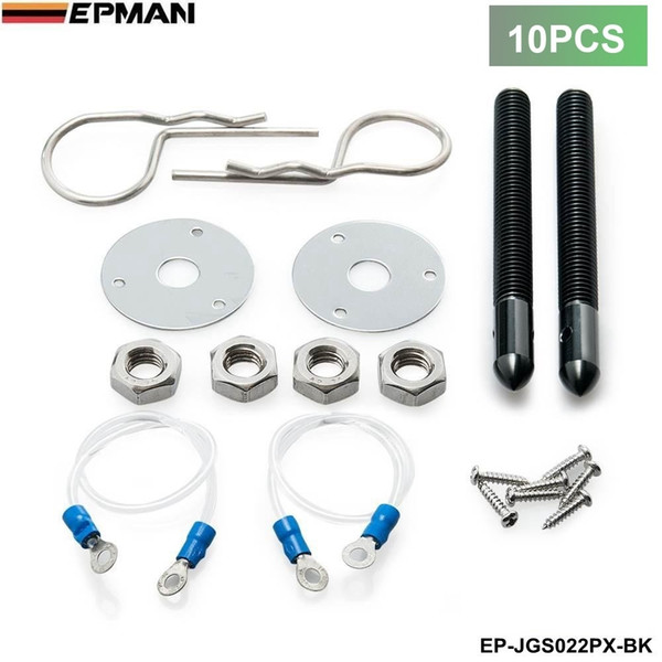 EPMAN -10Pcs/Lot Universal Racing Epman Sport Hair Pin Style Hood Pin Locking Kit With Lanyard EP-JGS022PX(10PCS)